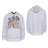 White Sleep Safe Stay With a Nurse pullover hoodie, front and back flat lay