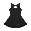 Caduceus women's open-back tennis dress in black, front view