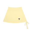 Caduceus women's drawstring A-line yoga skort in light yellow, front view