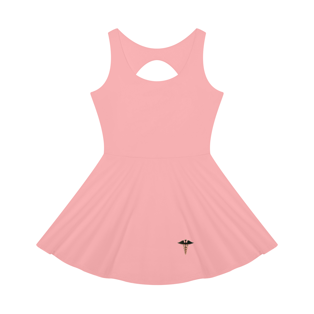 Caduceus women's open-back tennis dress in pink, front view