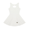 Caduceus women's open-back tennis dress in white, front view
