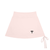 Caduceus women's drawstring A-line yoga skort in light pink, front view