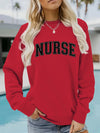 Nurse Collegiate Arch pullover sweatshirt in Red, NURSE in bold collegiate arch lettering across the chest, photo 9
