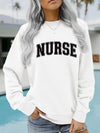 Nurse Collegiate Arch pullover sweatshirt in White, NURSE in bold collegiate arch lettering across the chest, photo 6