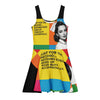 Just For The Record Retro Nurse Skater Dress, flat front view of the color-block print with the slogan