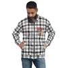 Rectum? Damn Near Killed 'Em! Black White Plaid Bomber Jacket, front view