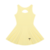 Caduceus women's open-back tennis dress in yellow, front view