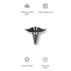 Rest Is Medicine Caduceus Shaped Pillow, 16 by 16 inch, with feature callouts: velvety outside fabric, high-quality print, custom shape, soft inner filling