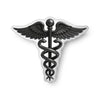Rest Is Medicine Caduceus Shaped Pillow, 22 by 22 inch, front view of the winged caduceus cut-out on soft white