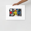 Retro-Astro Geo Nurse Matte Paper Framed Poster With Mat in white, 30x40 cm front view
