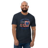 Emergency Department: Run Toward the Chaos fitted t-shirt in midnight navy, front view