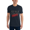 Physical Therapist, Physical Terrorist men's fitted t-shirt in midnight navy, front view on model