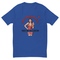 Trust Me I'm a Doctor: Spread Your Cheeks Fitted T-Shirt in royal blue, front view