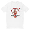 Trust Me I'm a Doctor: Spread Your Cheeks Fitted T-Shirt in white, front view