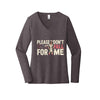 Nurse Don't Fall For Me Long Sleeve V-Neck in Heathered Charcoal, front view, flat lay on a plain background