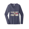 Nurse Don't Fall For Me Long Sleeve V-Neck in Heathered Navy, front view, flat lay on a plain background