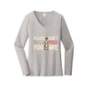 Nurse Don't Fall For Me Long Sleeve V-Neck in Light Heather Grey, front view, flat lay on a plain background