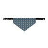 Chief of Cuddles Caduceus Pet Bandana Collar, size M, steel-blue bandana with a caduceus pattern on an adjustable black collar