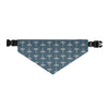 Chief of Cuddles Caduceus Pet Bandana Collar, size XL, steel-blue bandana with a caduceus pattern on an adjustable black collar