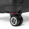 Close-up of a 360° double spinner wheel on the large Medical Caduceus Hard-Shell Suitcase