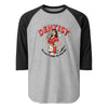 Dentist: We Love It When You Open Wide 3/4 Sleeve Raglan in heather grey/black, front view
