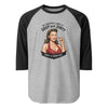 Hire a Dentist: Deep & Dirty 3/4 Sleeve Raglan in heather grey/black, front view
