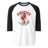Dentist: We Love It When You Open Wide 3/4 Sleeve Raglan in white/black, front view