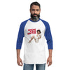 Whose a Bad Doctor? with Nurse Betty 3/4 Sleeve Raglan in white/royal, front view