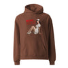 Rectum? Damn Near Killed 'Em! Unisex Oversized Hoodie in chestnut, front view