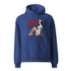 Rectum? Damn Near Killed 'Em! Unisex Oversized Hoodie in cobalt, front view
