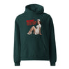 Rectum? Damn Near Killed 'Em! Unisex Oversized Hoodie in pine green, front view