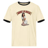 Abre La Boca Unisex Ringer T-shirt in natural / black, front view