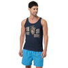 Still Here, Still Ticking anatomical heart tank top in navy, front view