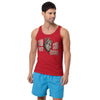Still Here, Still Ticking anatomical heart tank top in red, front view