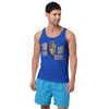 Still Here, Still Ticking anatomical heart tank top in true royal, front view