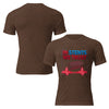 In Stents We Trust tri-blend t-shirt in brown, front and back view