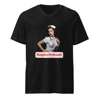 Respira Profundo V-Neck T-Shirt in black, front view