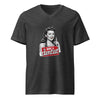 Hire a Dentist Unisex Short Sleeve V-Neck T-Shirt in dark grey heather, front view