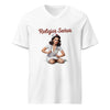 Relajar Señor Unisex Short Sleeve V-Neck T-Shirt in white, front view