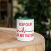 Keep Calm… OK, Not That Calm EKG Mug in dark green, 11 oz front view