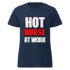 Hot Nurse at Work women's t-shirt in navy, front view