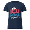 ICU Nurse Women's T-Shirt in Navy, flat front view of the print