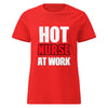 Hot Nurse at Work women's t-shirt in red, front view