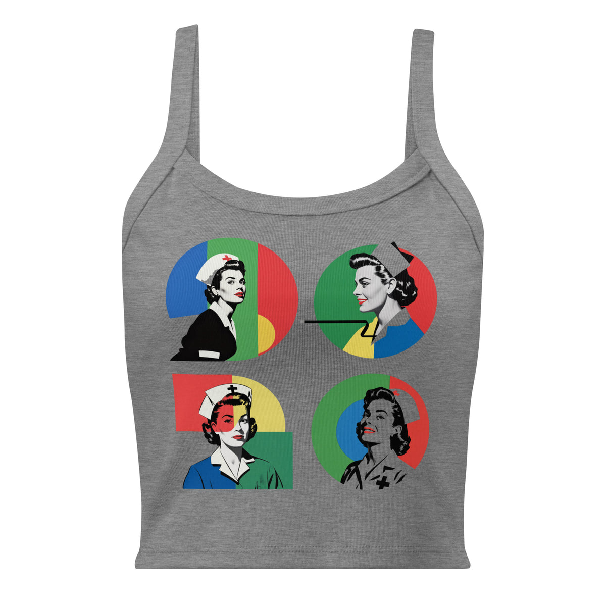 Vintage Geo-Nurse Women’s Tank Top in athletic heather, front view