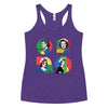 Retro Geo-Nurse Women's Racerback Tank, grid of retro nurse portraits in colored squares on a triblend racerback, photo 2